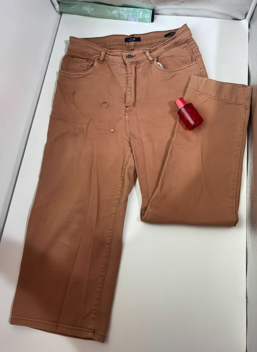 Pantalon en jean baggy  marron clair