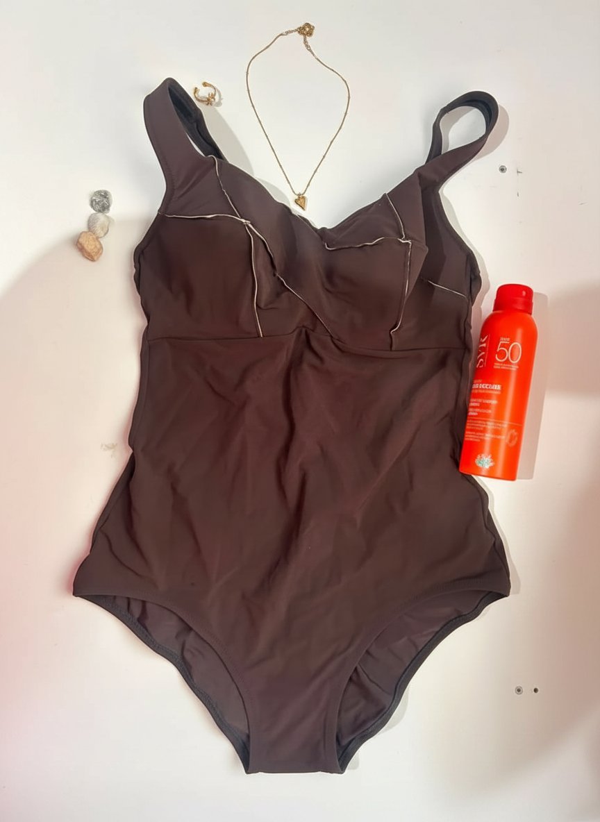 Maillot de bain 1 pièce marron chocolat