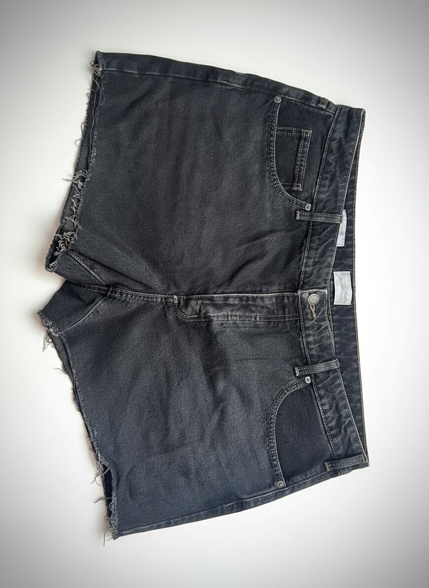 Short en jean noir mid-rise