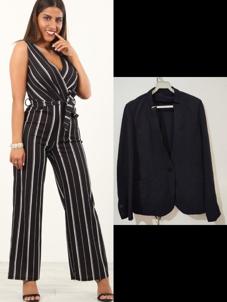 Ensemble combinaison d'hiver rayé avec veste 