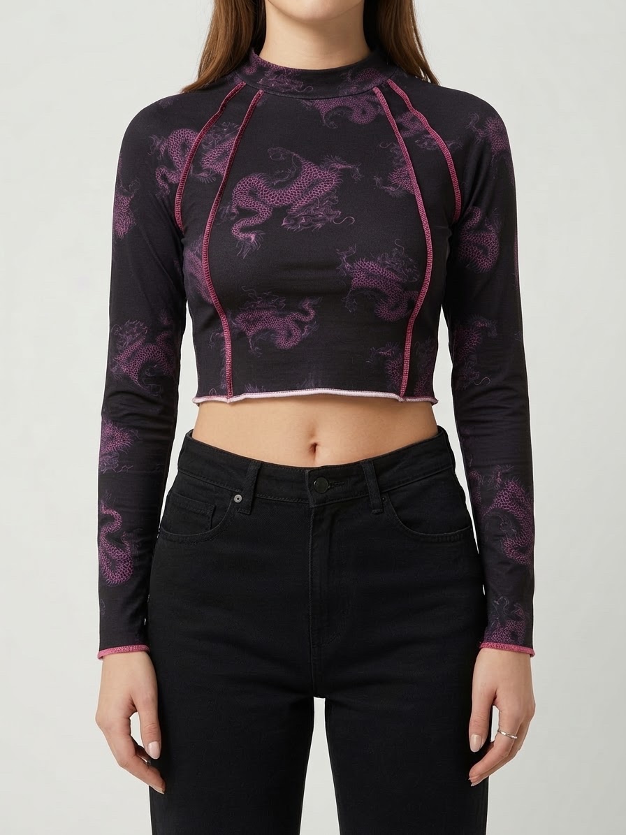 Crop Top Y2K Dragon 