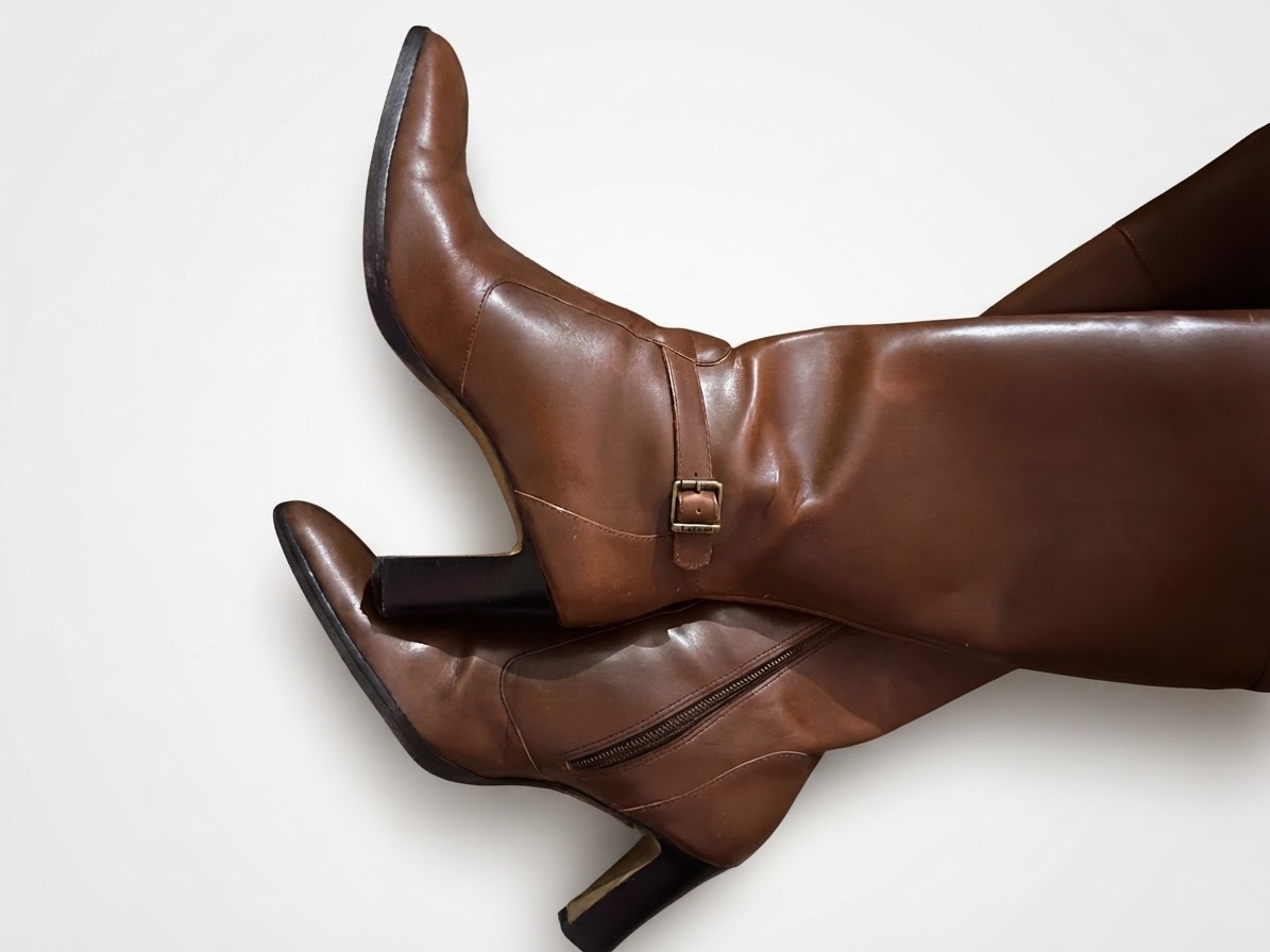 Bottes Ralph Lauren en cuir marron