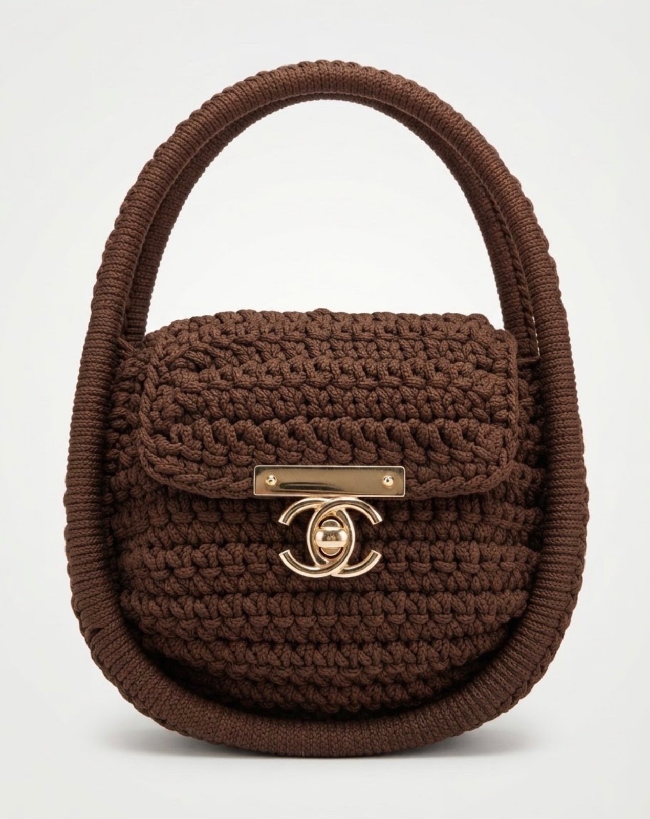HANDMADE Sac a main artisanal en crochet - Marron chocolat