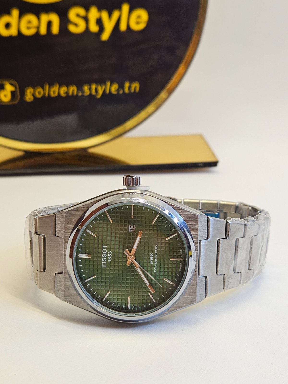 Montre Homme Tissot PRX Powermatic 80 – Cadran Vert Gaufré (Acier Inoxydable)
