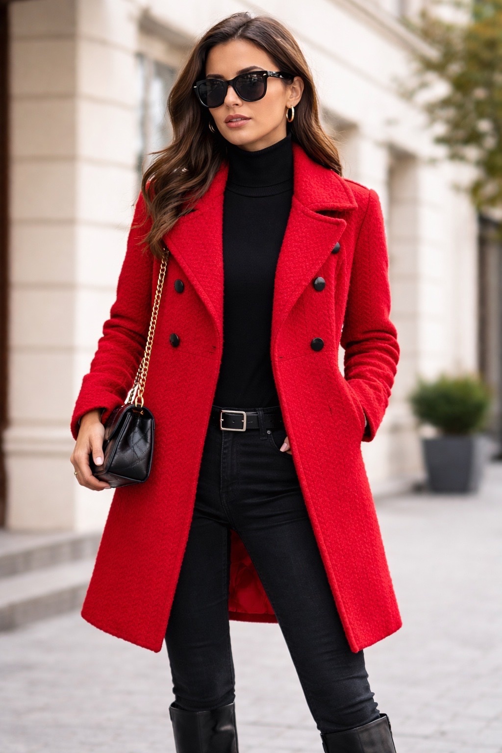 Manteau chic couleur entre rose fonçé et rouge vif