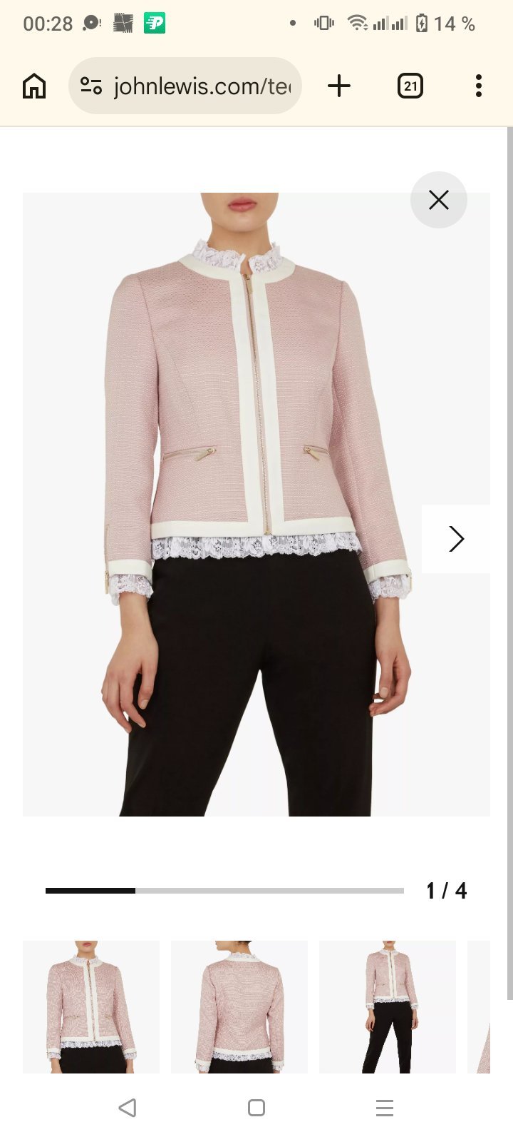 Ennio Lace Trim Cropped Tailored Jacket