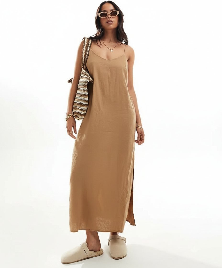 Robe rose poudré satiné mango 