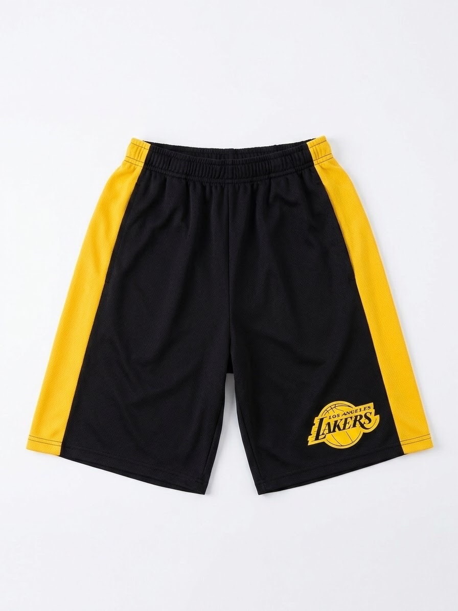 Short de sport noir et jaune Los Angeles Lakers