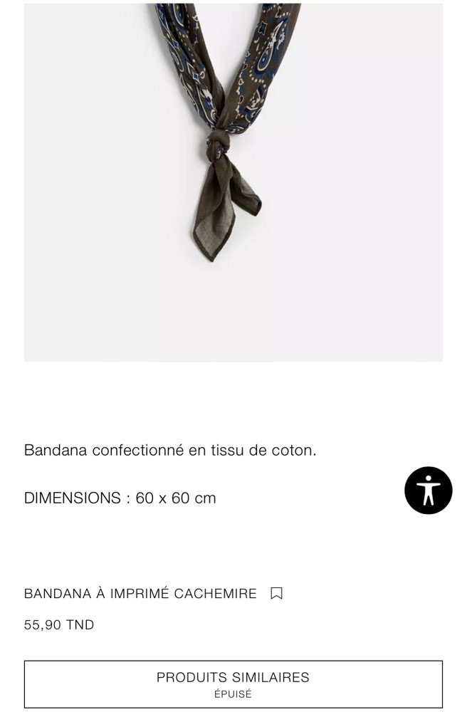 Bandana Zara pou homme
