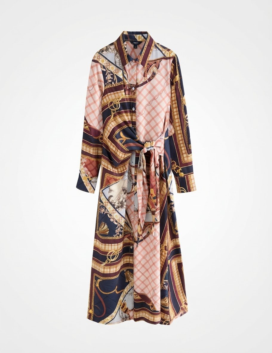Robe chemise courte multicolore