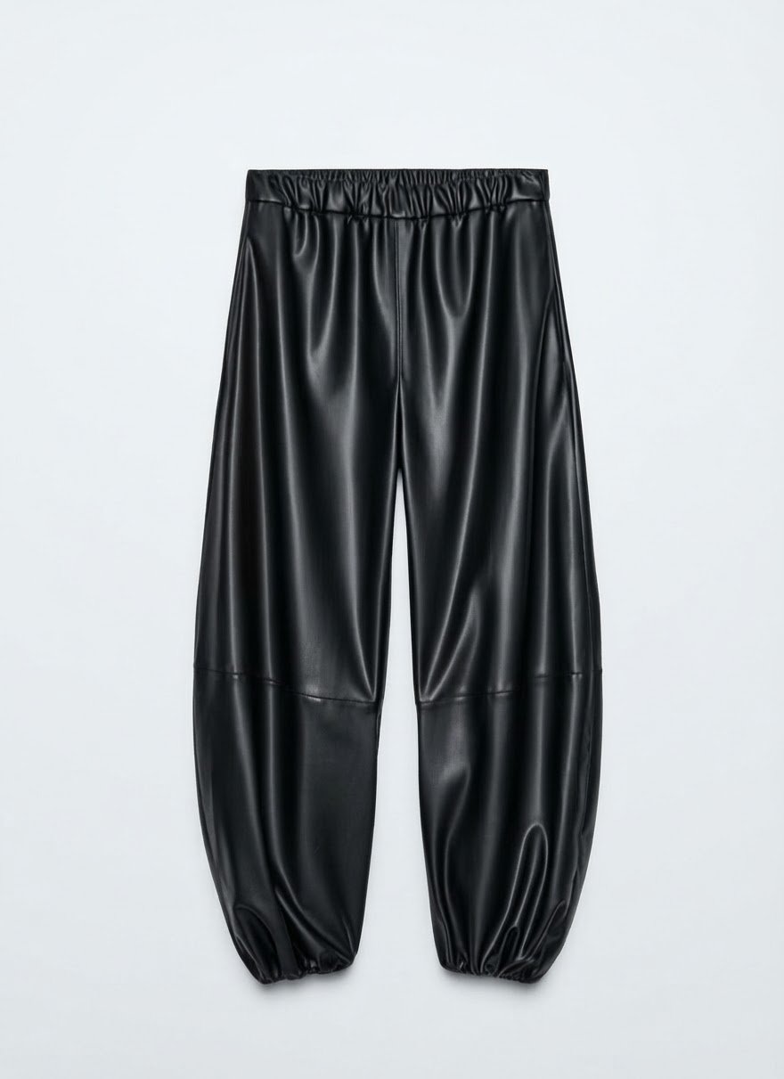 Pantalon jogging en cuir noir