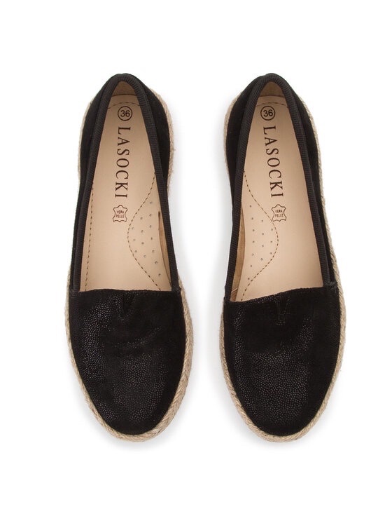 Espadrilles noires Lasocki sont fabriquées en cuir véritable avec une semelle en corde tressée caractéristique pointure 39