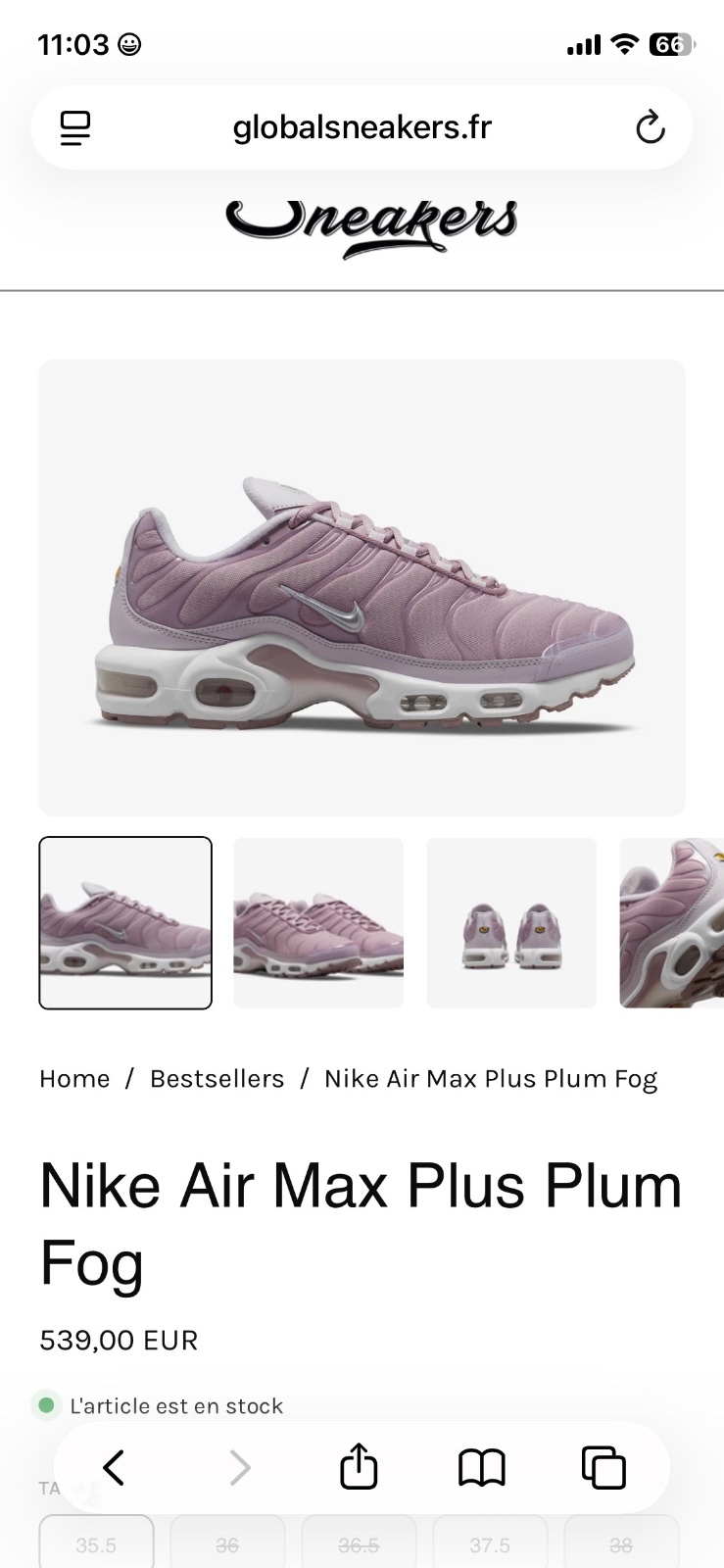 Baskets Nike Air Max Plus pour femme Nike TN pointure 38 
