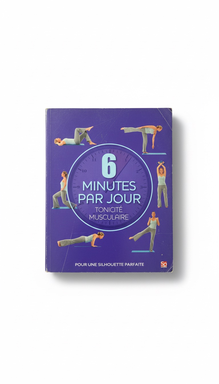 Un livre de fitness intitulé "6 minutes par jour : tonicité musculaire" par Faye Rowe, conçu pour sculpter le corps.