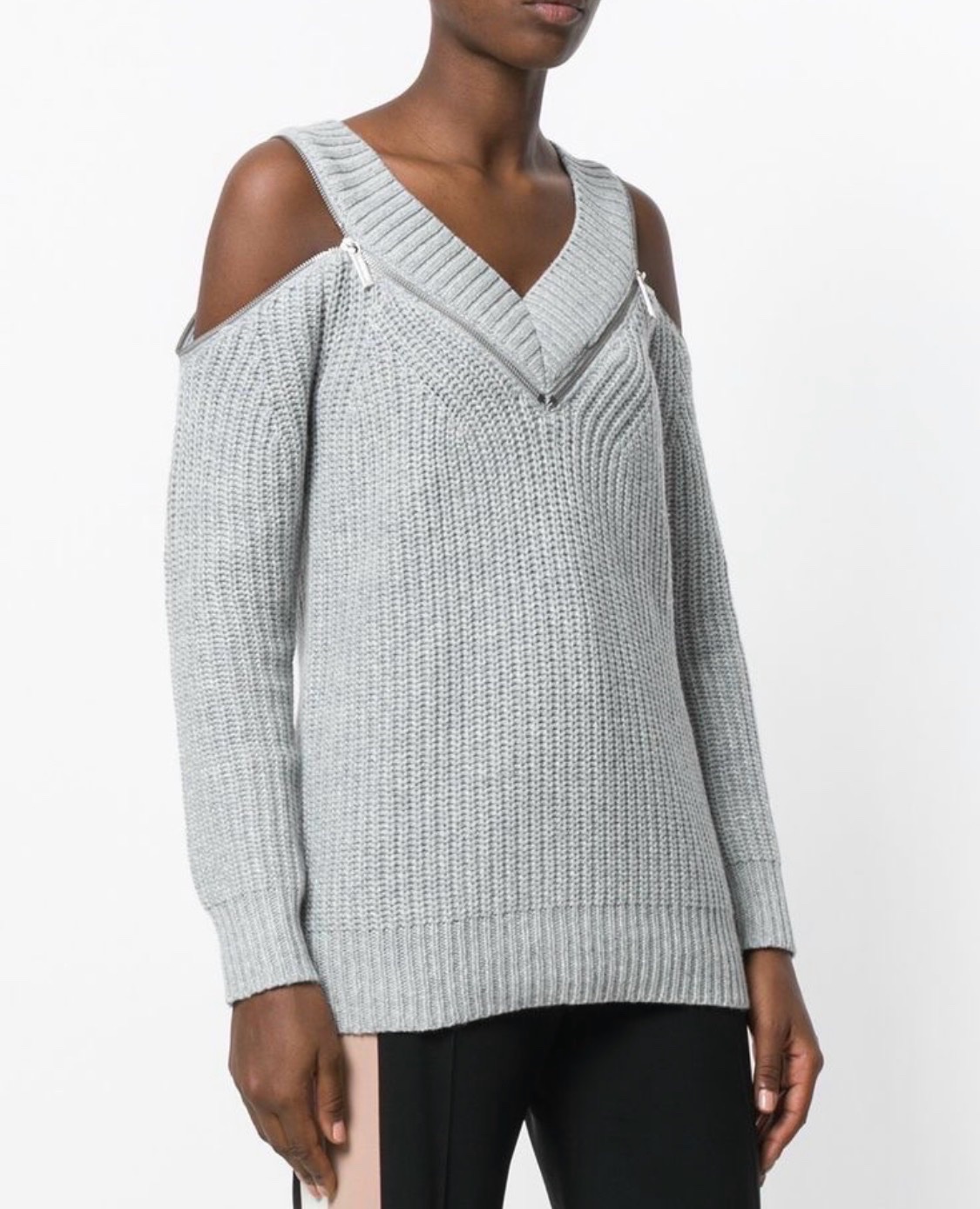 MICHAEL Michael Kors Chunky Zip-Trimmed Cold-Shoulder Sweate Taille S