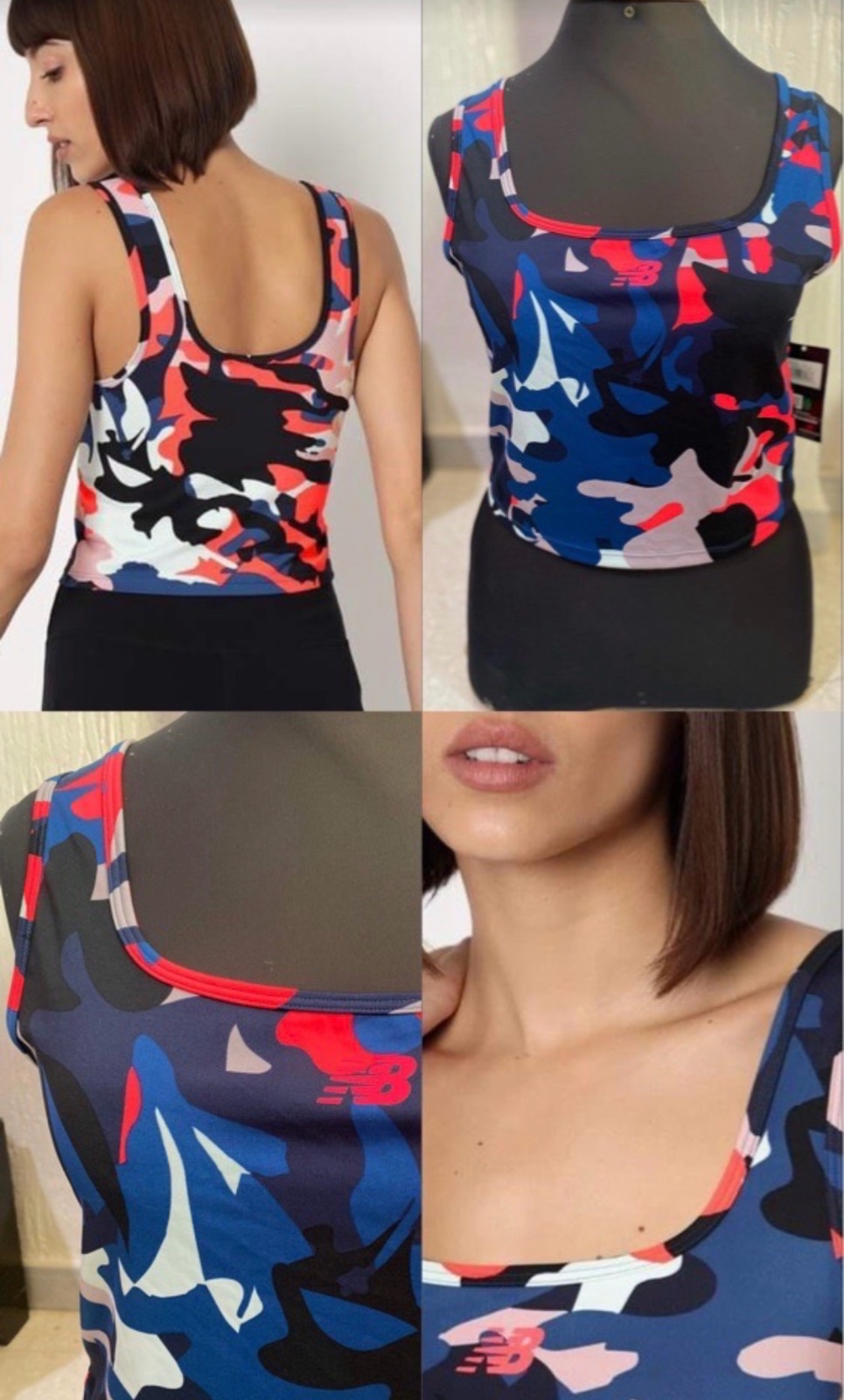 New Balance Women's Fitted Printed Running Tank Blue Camo Taille 40