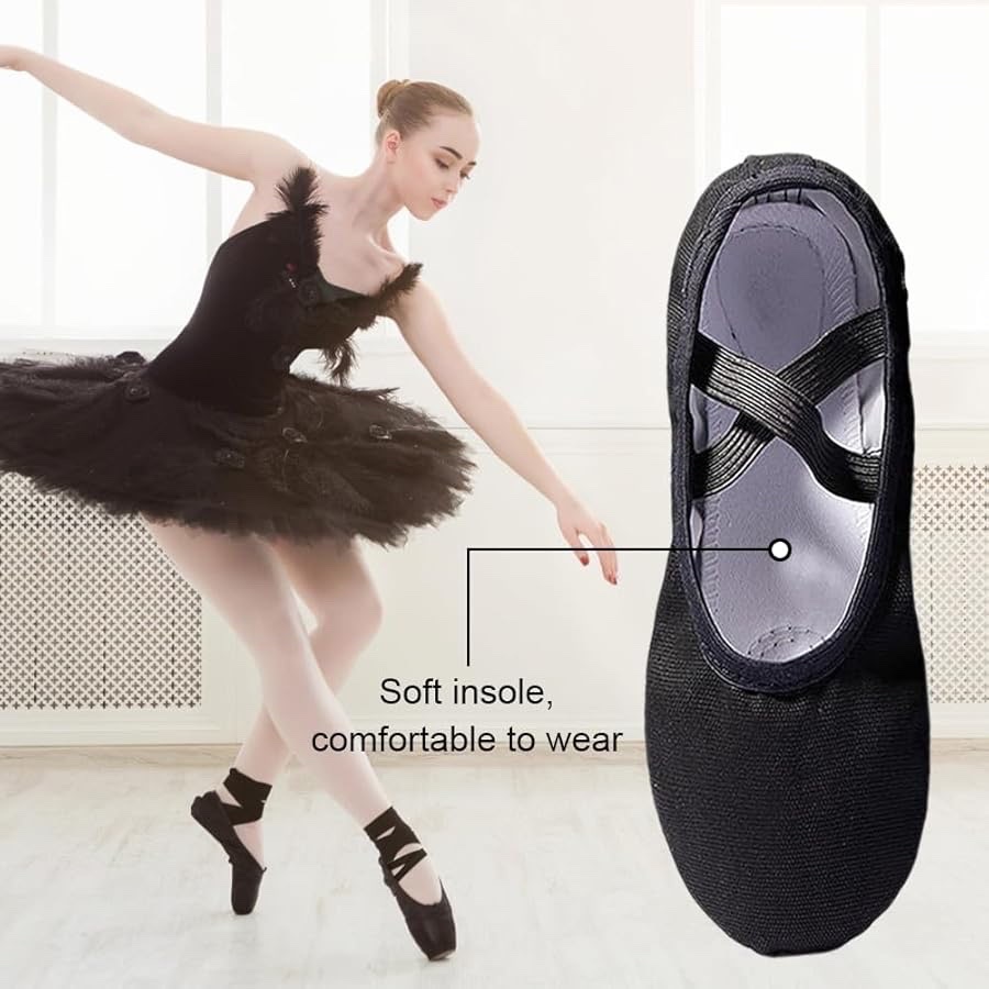 C'est une paire de chaussons de ballet Raikou noirs en coton mélangé, de taille 38