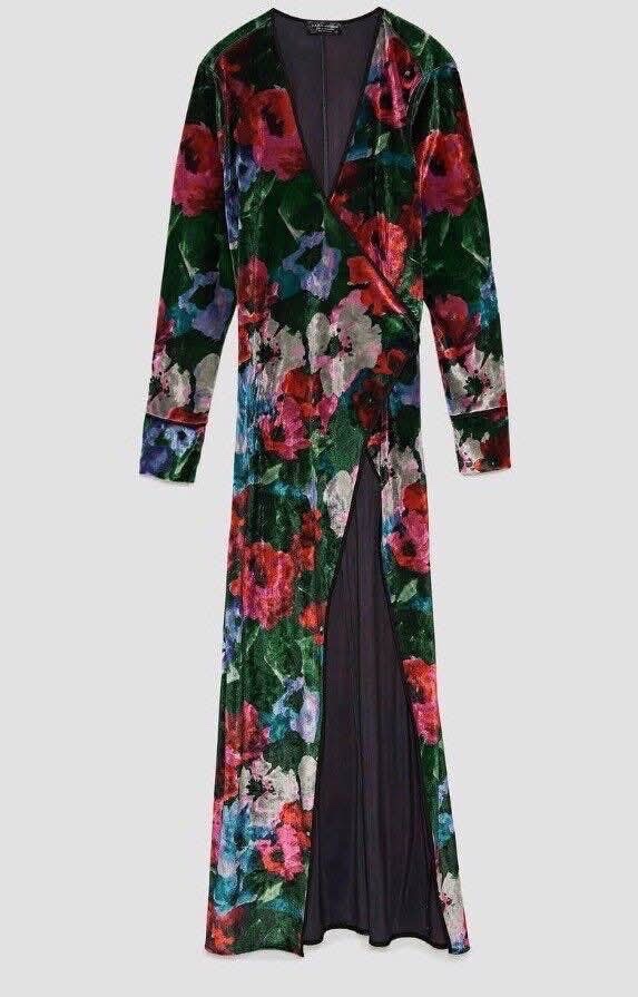 Zara Woman Printed Velvet Kimono Size S