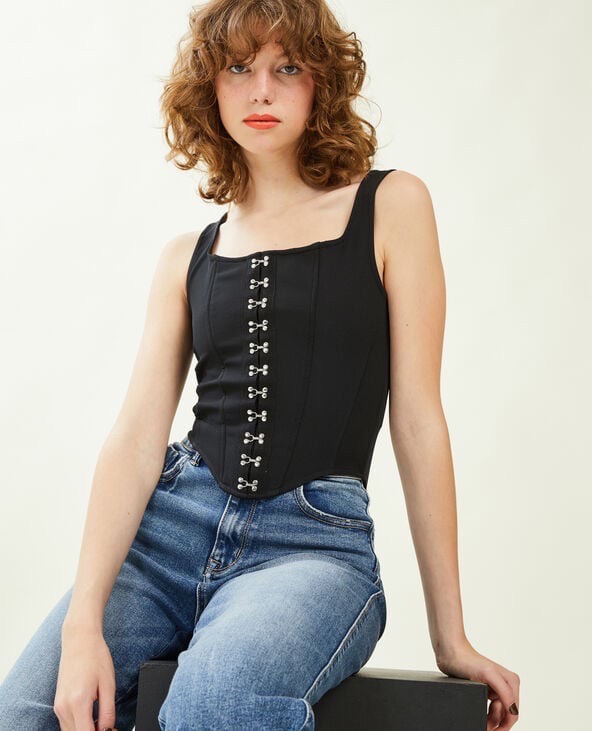 Top à bretelles façon corset Noir taille XXL 44/46