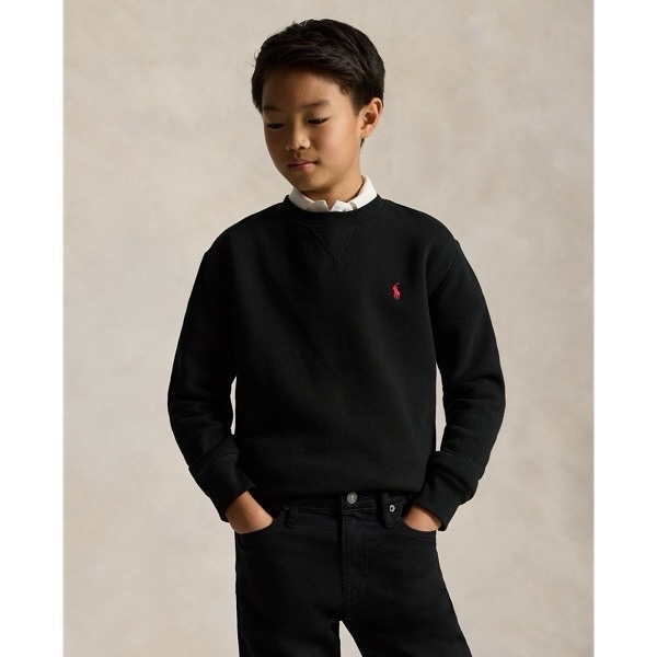 Pull à col en V Polo Ralph Lauren noir avec un logo Pony rouge brodé sur la poitrine est disponible pour les enfants. La taille "M12/H"