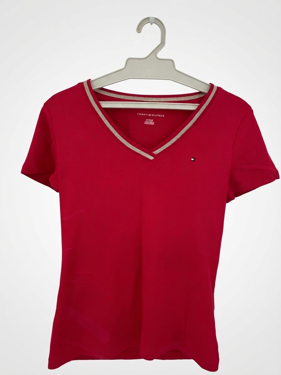 T-shirt Tommy Hilfiger rouge à col V - XS/S