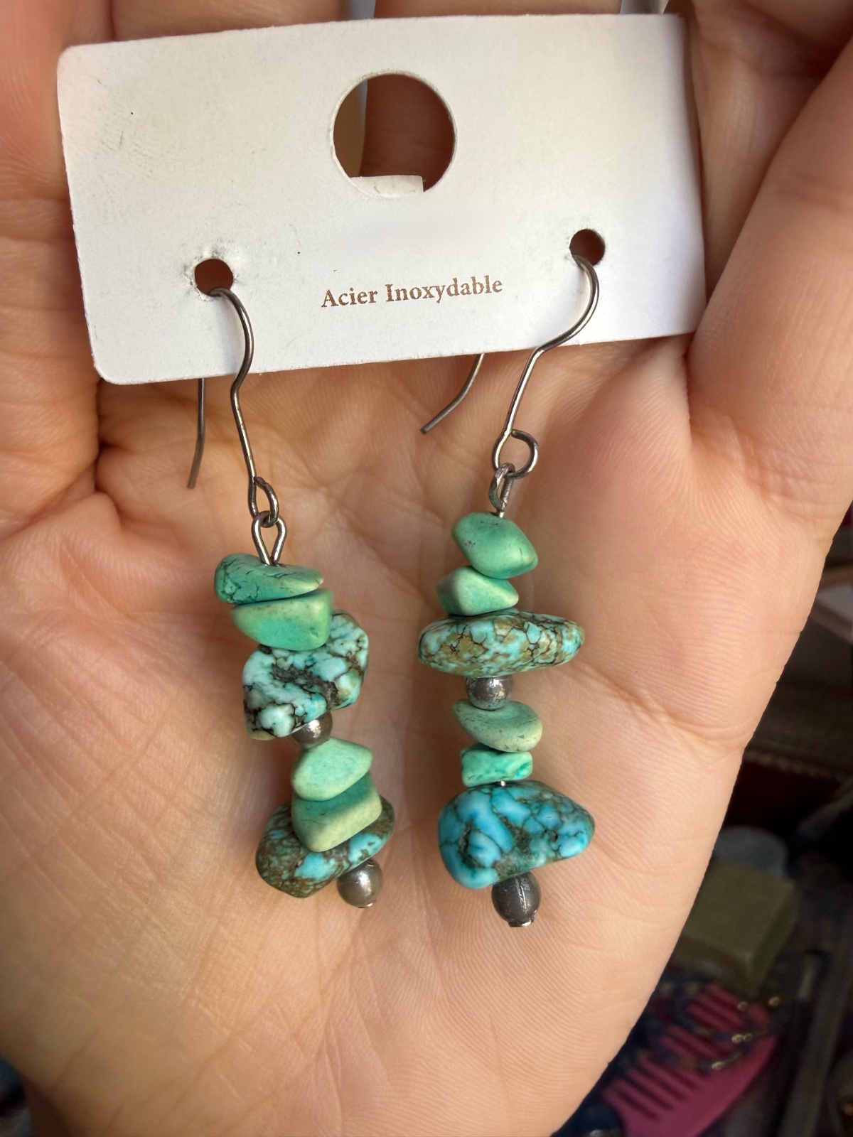 Boucles d'oreilles fausses turquoises