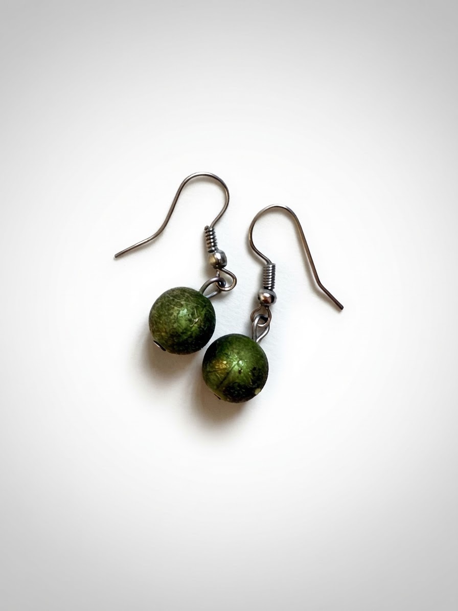 Boucles d'oreilles boules vertes