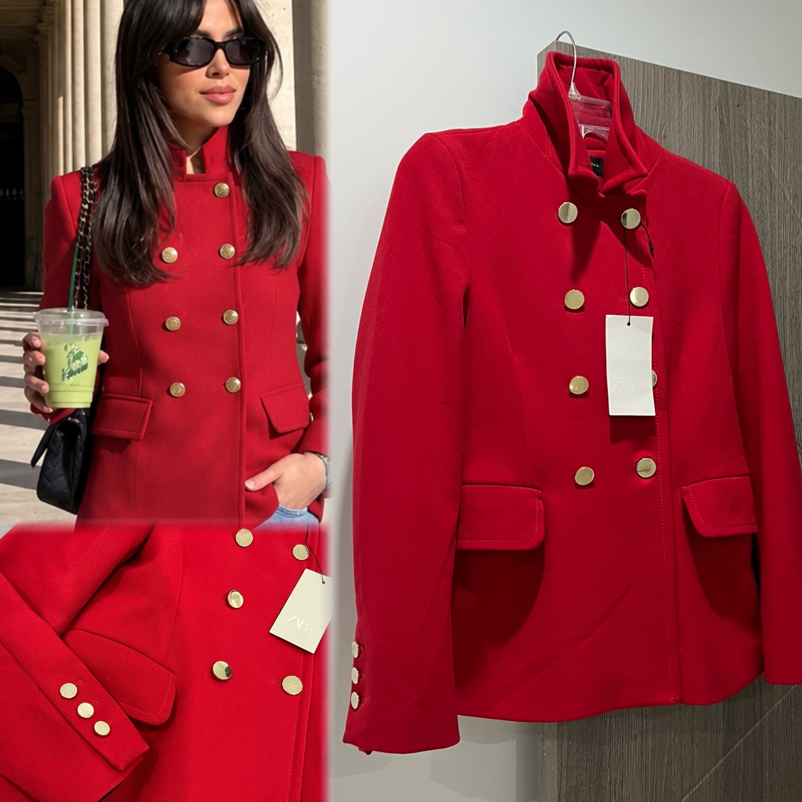 Vetse manteau ZARA 🍒 rouge avc doublure comme neuf la couleur de l'année 🩸🩸 rouge 
