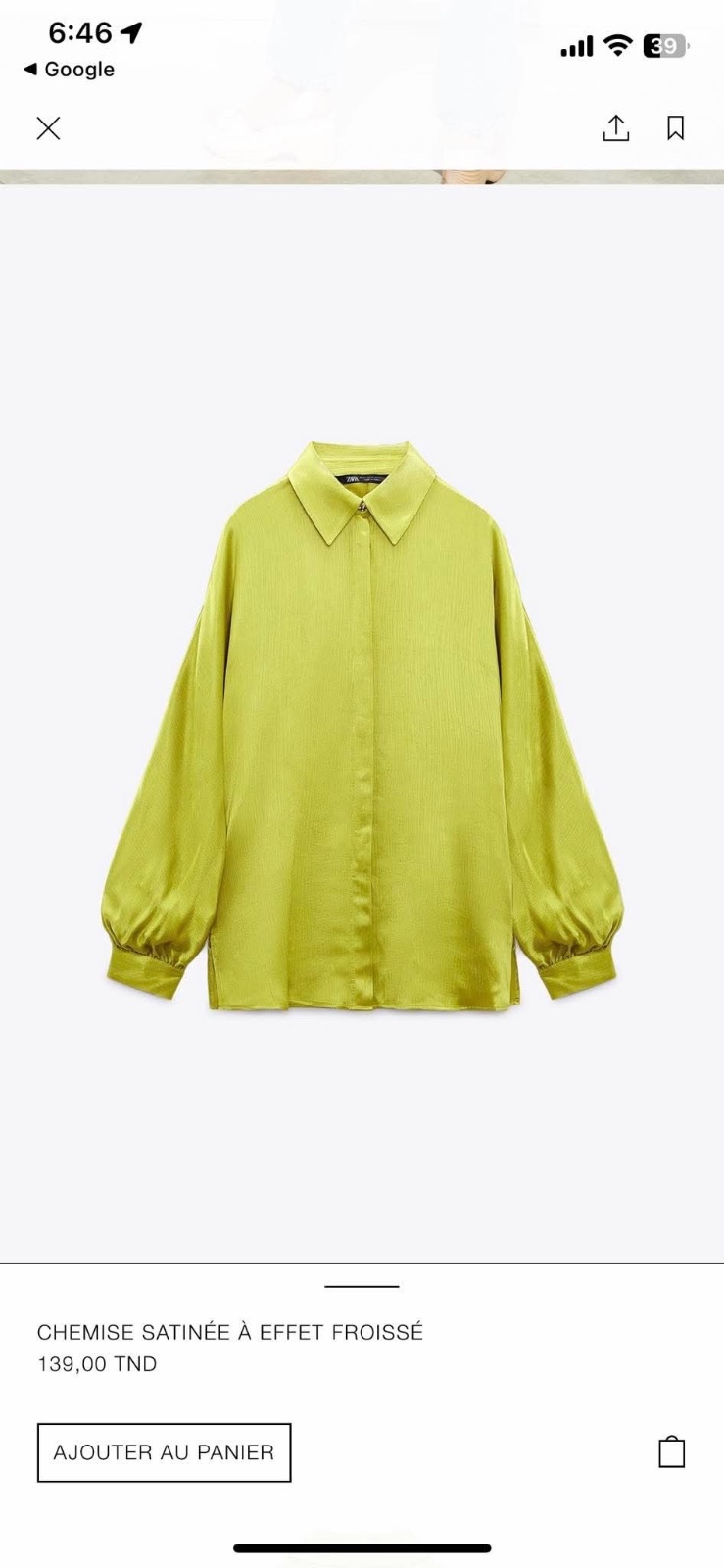 Chemise zara neuf 