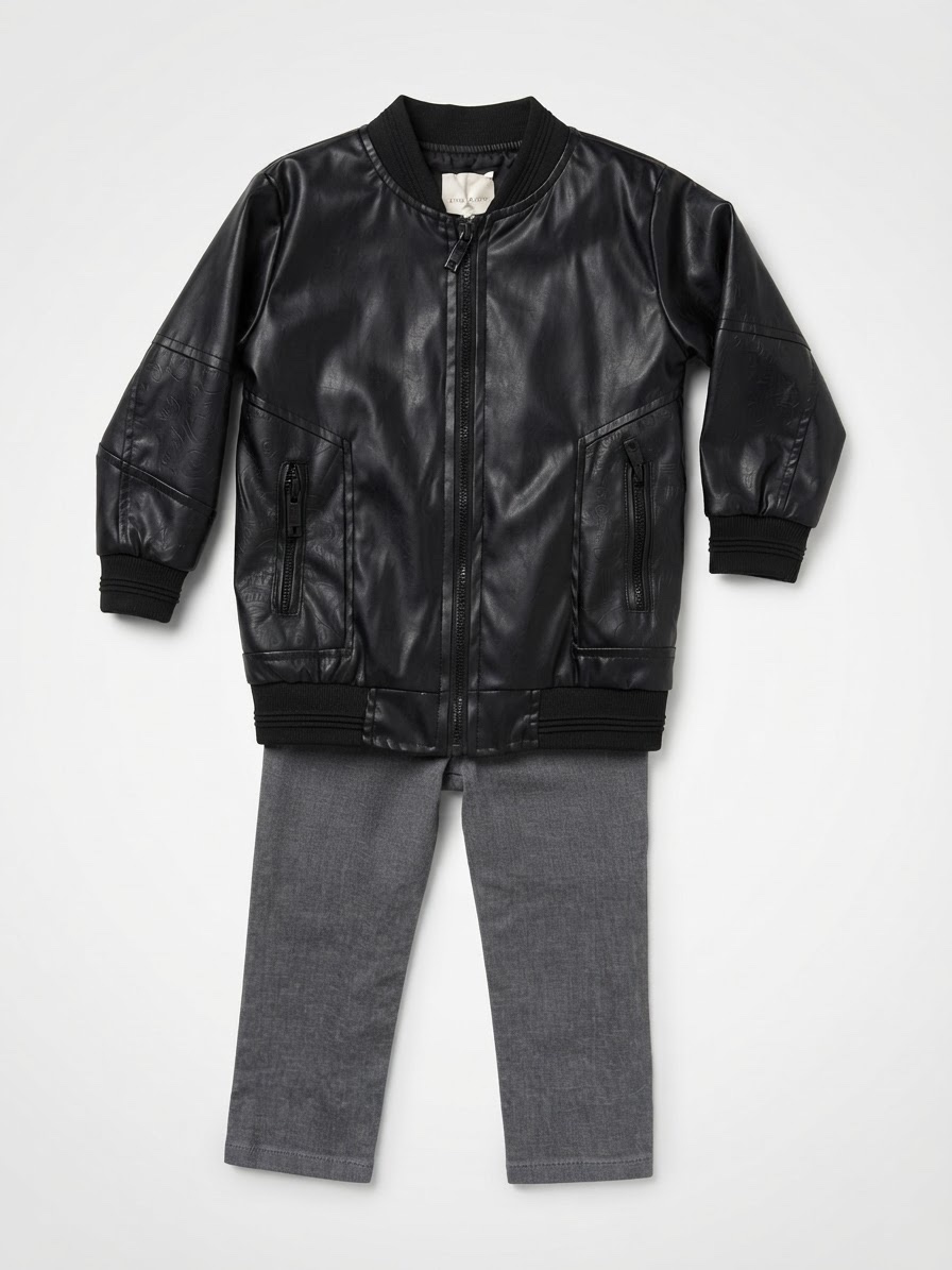 Ensemble 3 piece veste pull coton demi manches et pantalon jean