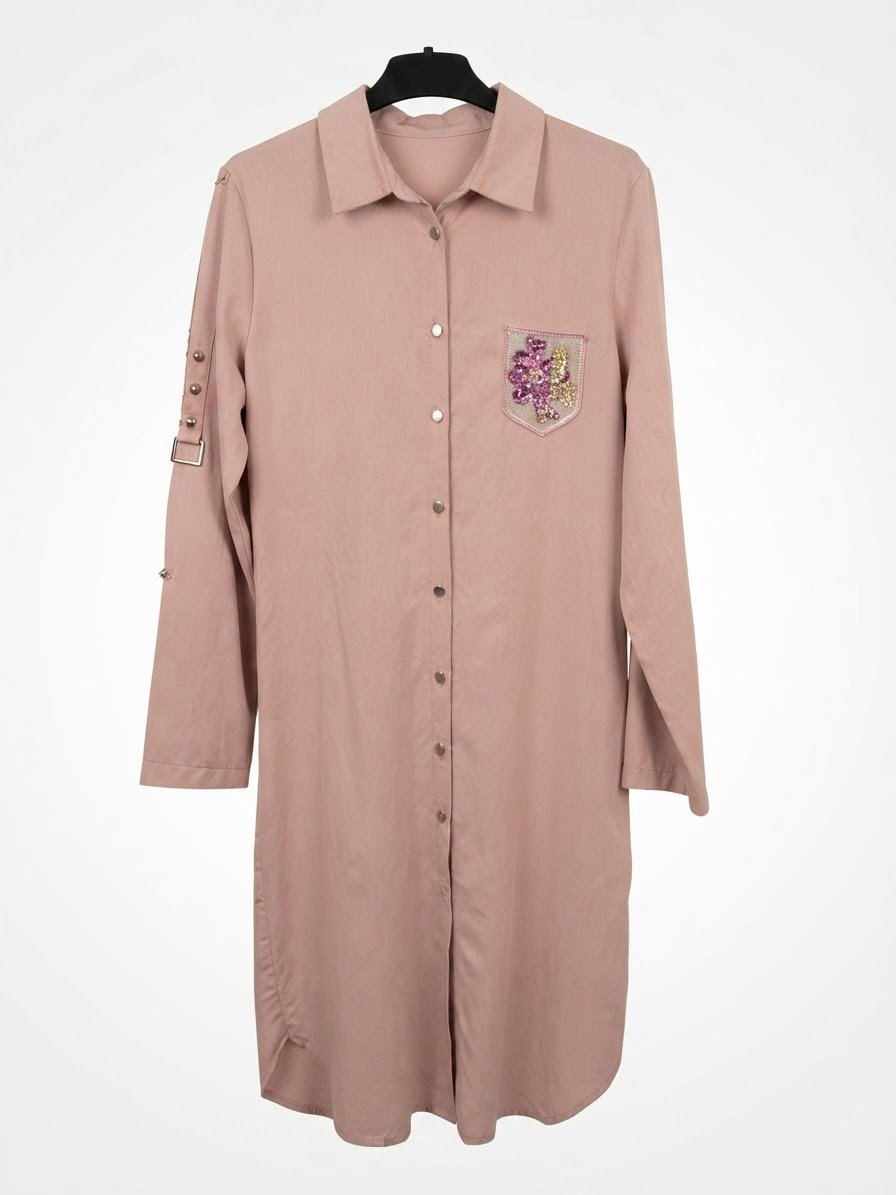 Chemise longue rose 