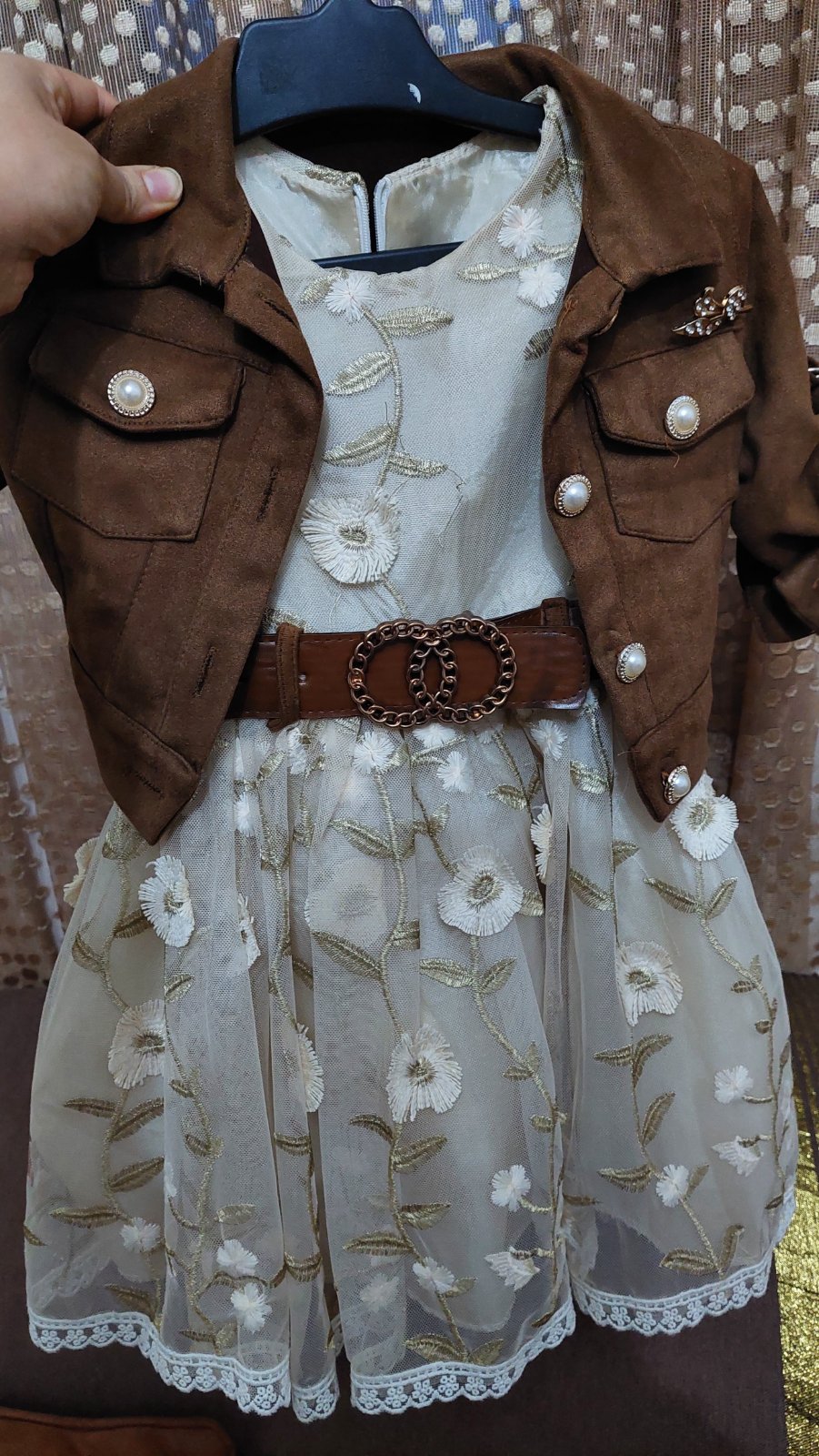 Robe fille marron et doré