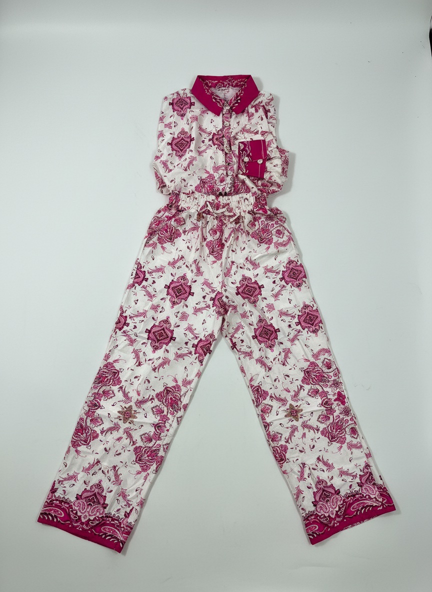 Sett en satin fleurie