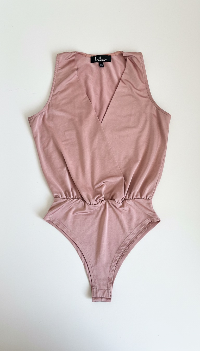 Body drapé satiné vieux rose - LULUS (Taille XS)