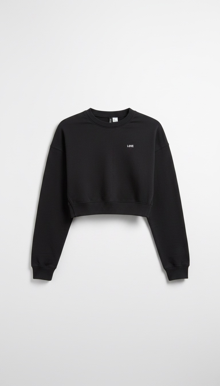 Sweat-shirt noir court "LOVE" - DIVIDED H&M (Taille S)