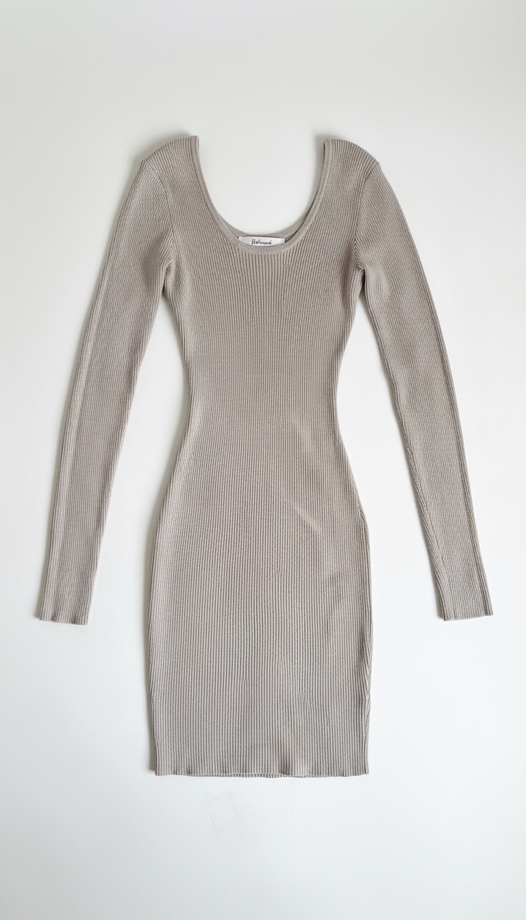 Robe moulante côtelée gris - ReVamped (Taille S)