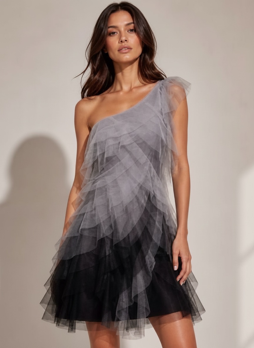 Robe BCBG MaxAzria MONICA à une épaule, effet ombré