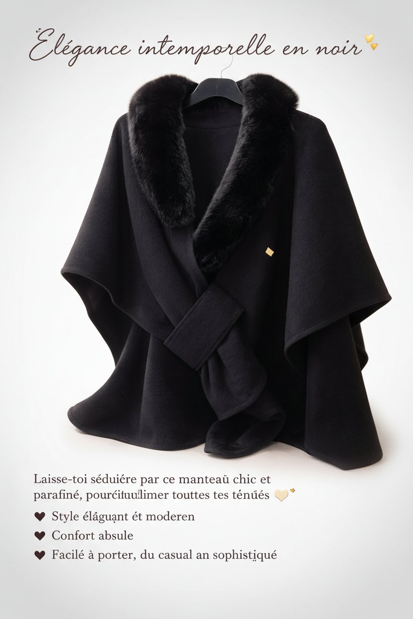 Cape avec forrure de la marque Italienne Nina Lie