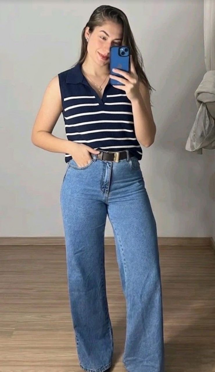 Pull rayé col polo 💙 
