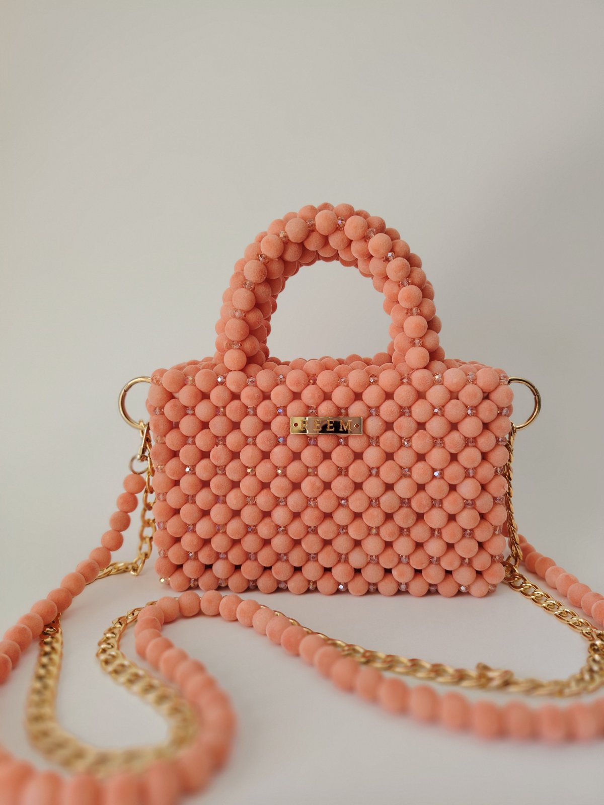 Sac en perle velours saumon ✨ handmade 🤍 