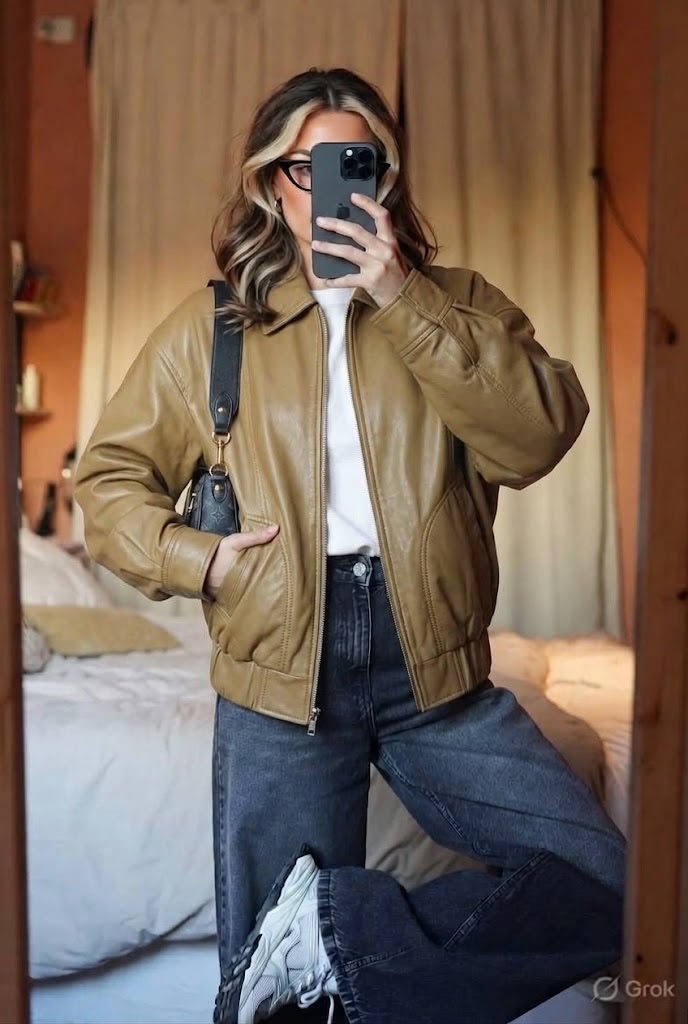 Blouson en simili cuir avec col ✨ 