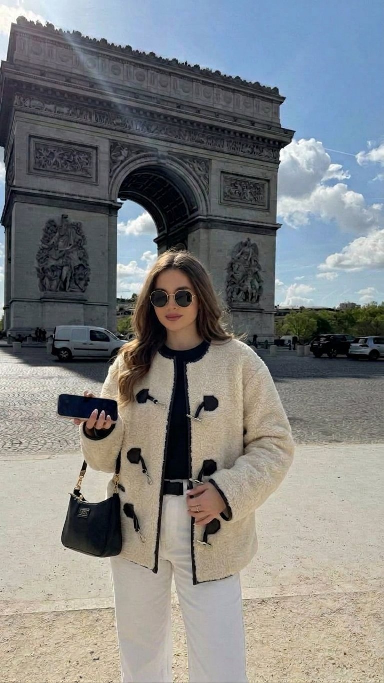 Blouson droit en sherpa avec attaches mousqueton ✨ 