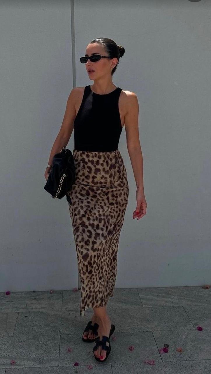 Jupe satin tigre mi -longue ✨ 