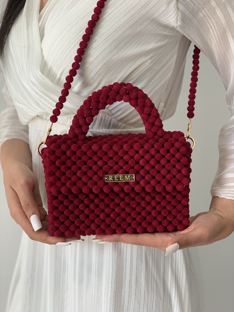 Sac en perle velours rouge 