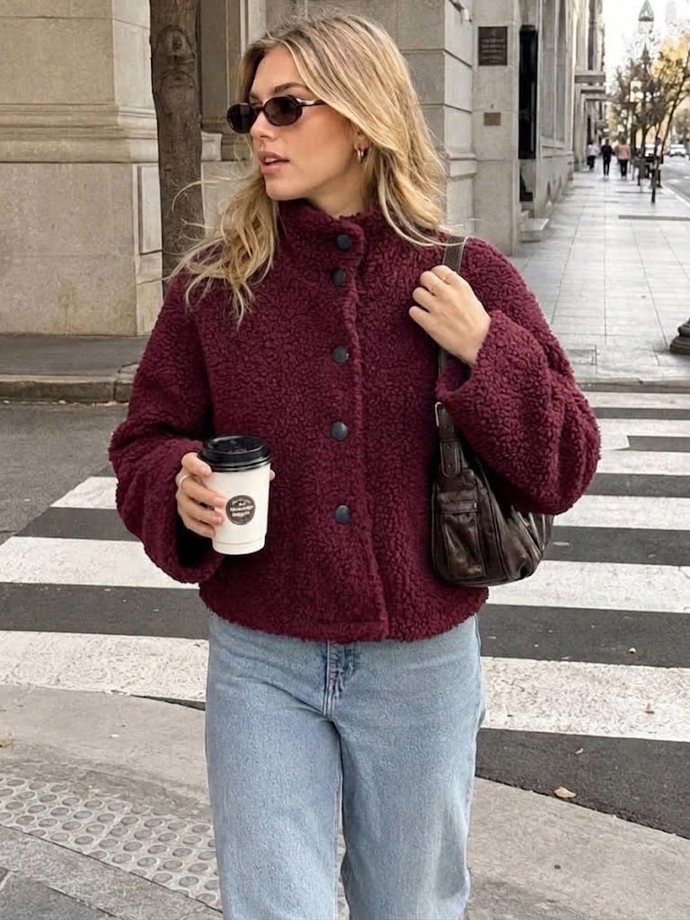 Veste bouclette burgndy 🌹 
