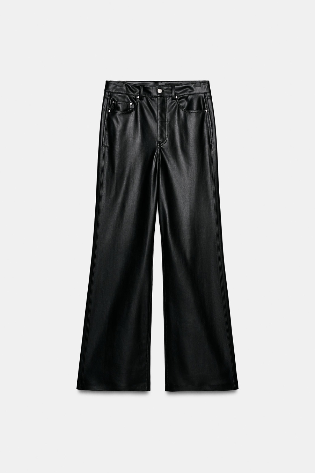 Pantalon en simili cuir noir Zara 