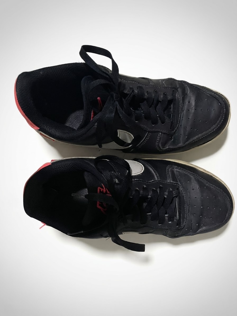🔥 Nike Air Force 1 Original Noir  – Détails Rouges ❤️
