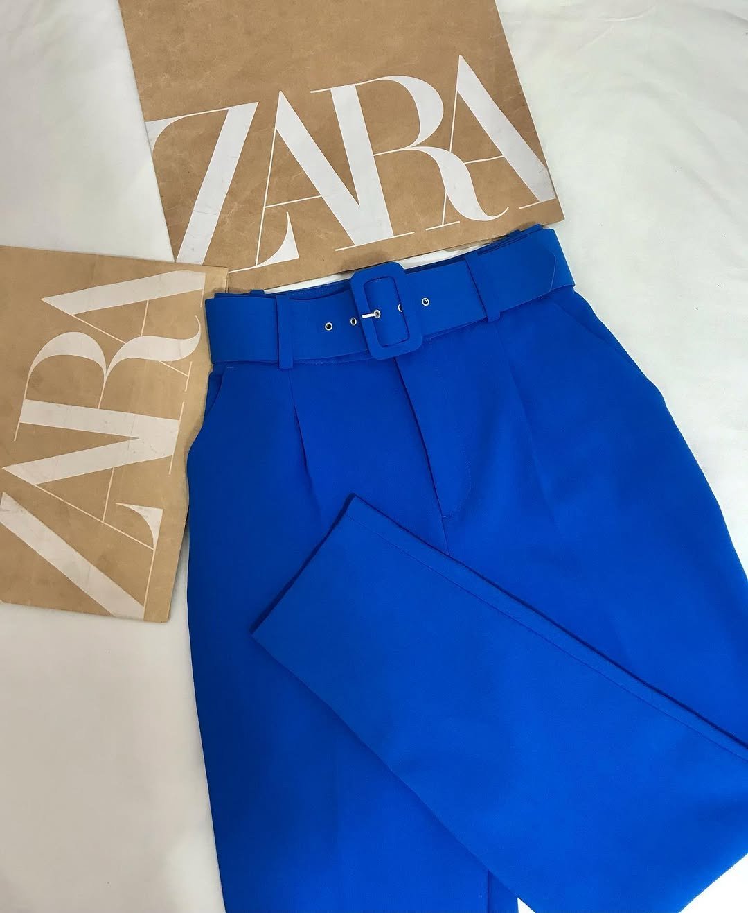 Pantalon Zara Bleu Électrique