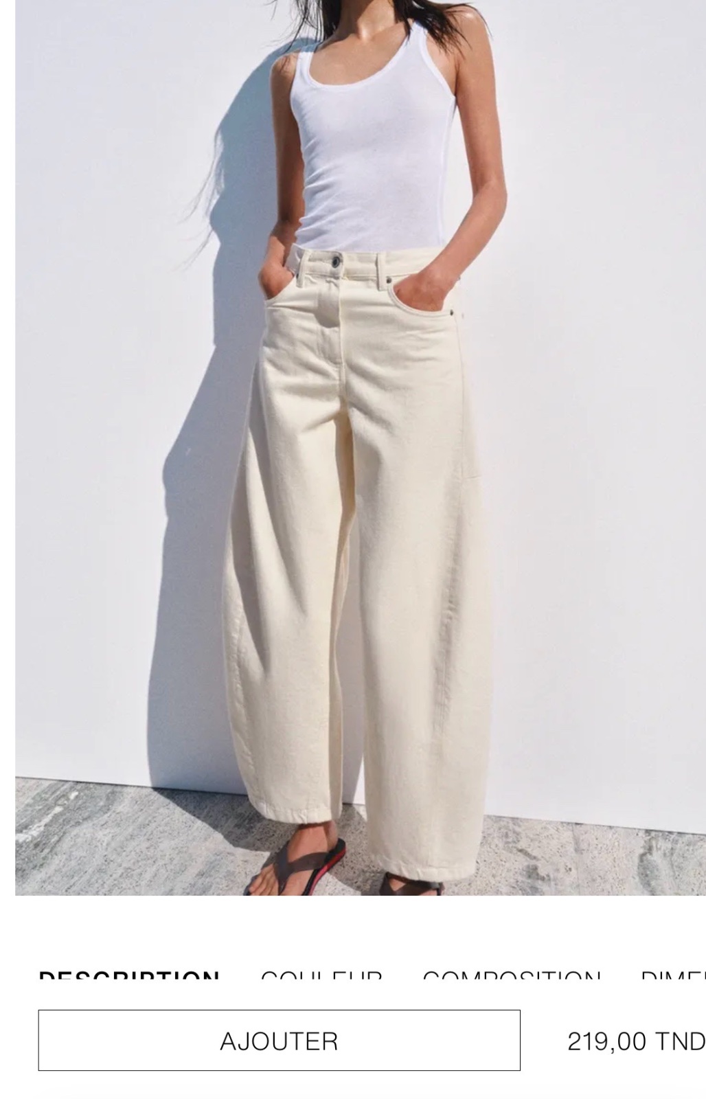 Pantalon zara blanc cassè style ballon 36 ylabes 38 