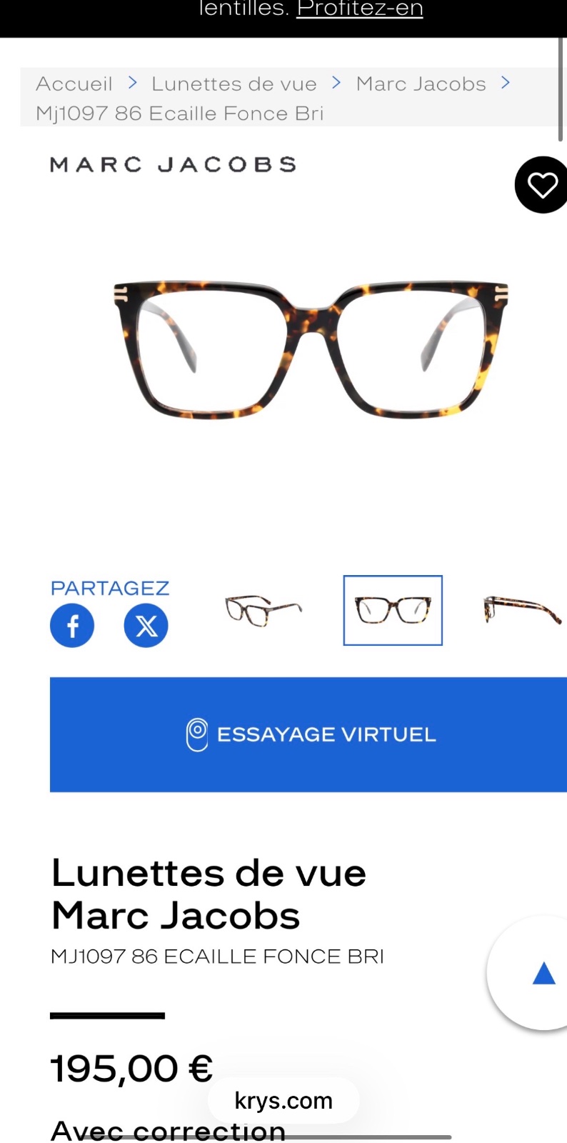 Lunettes authentiques Marc jacobs
